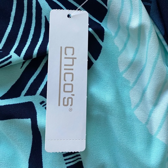 NWT Chicos Midi Dress Blue Aqua Sz M - Picture 6 of 8